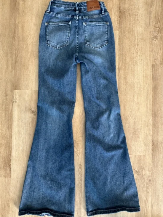 Judy Blue High Waist Tummy Control Contrast Flare Denim sz 26 - Picture 10 of 13